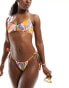 ASOS DESIGN mix and match square neck skinny strap bikini top in vibrant abstract print VIBRANT ABSTRACT, 38 - фото #2