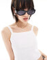 South Beach slim round sunglasses in black - фото #2