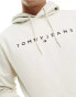 Tommy Jeans regular linear logo hoodie in beige