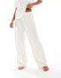 Фото #4 товара ASOS DESIGN Petite mix & match waffle & lace pyjama trouser in ivory