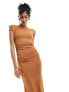 Фото #5 товара ASOS DESIGN shoulder pad maxi t shirt dress with ruched side in rust