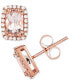 ფოტო #2 პროდუქტის Morganite (1 ct. t.w.) & Diamond (1/8 ct. t.w.) Halo Stud Earrings in 14k Rose Gold