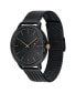 ფოტო #3 პროდუქტის Men's Black Stainless Steel Mesh Bracelet Watch 43mm