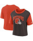Women's Orange, Brown Cleveland Browns High Hip Fashion T-shirt