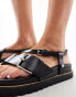 ASOS DESIGN Folly premium leather sandals in black