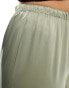 Pull&Bear satin wide leg trousers in khaki