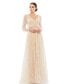 ფოტო #1 პროდუქტის Women's Long Sleeve Gown With Silver Sequin