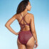 Women's Monokini Plunge Cut Out High Leg Lurex One Piece Swimsuit - Shade &