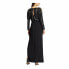 Фото #2 товара Ralph Lauren Women’s Sequined Cut Out Long Sleeve Jewel Neck Maxi Dress Black 6