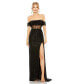 Women's Sequined Gown With Sheer Corset Waist And Slit