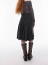 Topshop denim knee length pleat skirt in washed black