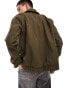 ASOS DESIGN oversized faux suede bomber jacket in khaki