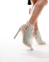 Фото #4 товара Azalea Wang Delanie embellished open to high heeled sandals in silver