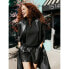 Scoop Faux Leather Trench Coat with Padded Shoulders Women M Black 100%Polyester