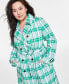 Фото #4 товара Plus Size Plaid Double-Breasted Trench Coat, Created for Macy's