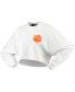 ფოტო #7 პროდუქტის Women's White Clemson Tigers Raw Hem Cropped Long Sleeve T-shirt