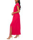 Фото #4 товара Women's V-Neck Flutter-Sleeve Belted Maxi Dress