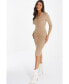 Women's Gold Button Pocket Knit Long Sleeve Dress