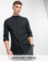 Фото #2 товара ASOS DESIGN easy iron slim fit poplin shirt with grandad collar in black