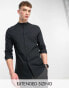 Фото #1 товара ASOS DESIGN easy iron slim fit poplin shirt with grandad collar in black