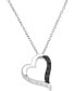 Фото #1 товара Macy's black and White Diamond Heart Pendant Necklace (1/10 ct. t.w.) in Sterling Silver