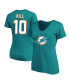 Women's Tyreek Hill Aqua Miami Dolphins Plus Size Fair Catch Name and Number V-Neck T-shirt