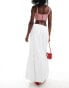 Фото #4 товара ASOS DESIGN poplin tiered bubble hem maxi skirt in ivory