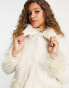 Reclaimed Vintage cropped fur jacket in cream