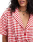 ASOS DESIGN oversized shirt co-ord in red gingham print Синий, M - EU 40-42 - фото #3