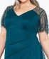 Фото #4 товара Plus Size Embellished Sheer Matte Jersey Gown