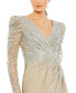 ფოტო #3 პროდუქტის Women's Embellished Faux Wrap Illusion Puff Sleeve Gown