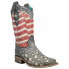Фото #2 товара Corral Boots Stripes & Stars TooledInlay Square Toe Cowboy Womens Size 6.5 M Ca