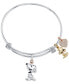 Unwritten Snoopy & Woodstock Bangle Bracelet in Stainless Steel with Silver Plated Charms