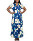 ფოტო #1 პროდუქტის Plus Size V Neck Empire Cap Sleeve Maxi Dress