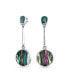 ფოტო #1 პროდუქტის Geometric Iridescent Rainbow Shell Round Circle Disc Bar Abalone Drop Dangle Earrings For Women Sterling Silver