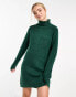 Фото #2 товара Pieces roll neck mini jumper dress in dark green