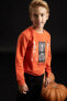 Erkek Çocuk Halloween Temalı Hologram İskelet Baskılı Sweatshirt