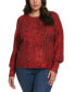 Фото #1 товара Plus Size Slouchy Long Sleeve Printed Sweater