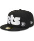 Фото #2 товара Men's Black Brooklyn Nets Checkerboard UV 59FIFTY Fitted Hat