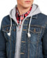 ფოტო #3 პროდუქტის Men's Reeves Trucker Hooded Denim Jacket, Created for Macy's