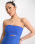 Forever New Petite bandeau maxi dress with cut out in blue