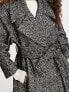 ASOS DESIGN Petite smart herringbone belted coat in black and white