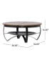 Modern Industrial Coffee Table with Etched Circular Mango Wood Top