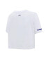 Women's White New York Islanders Boxy Script Tail Cropped T-shirt