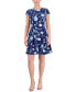 ფოტო #1 პროდუქტის Petite Floral-Print Cap-Sleeve Dress