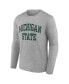 Фото #2 товара Men's Heather Gray Michigan State Spartans Basic Arch Long Sleeve T-shirt