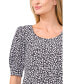 Women's Tiny Floral Printed Puff Sleeve Knit Top Черный, L - фото #3