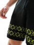 Фото #5 товара ASOS DESIGN co-ord knitted shorts in black with green border