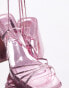 Фото #2 товара Topshop Eve heeled platform with ankle tie in pink metallic