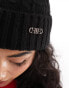 Фото #4 товара River Island cable knit pom beanie in black